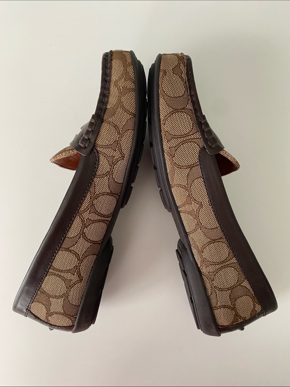 Coach Brown Signature Canvas Penny Loafers with Dark Brown Leather Trim - Picture 8 of 9